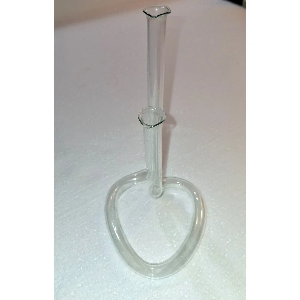 Vtg MCM Double Ruffle Top Tube Twisted Heart Glass Bud Vase Propagation 6.5
